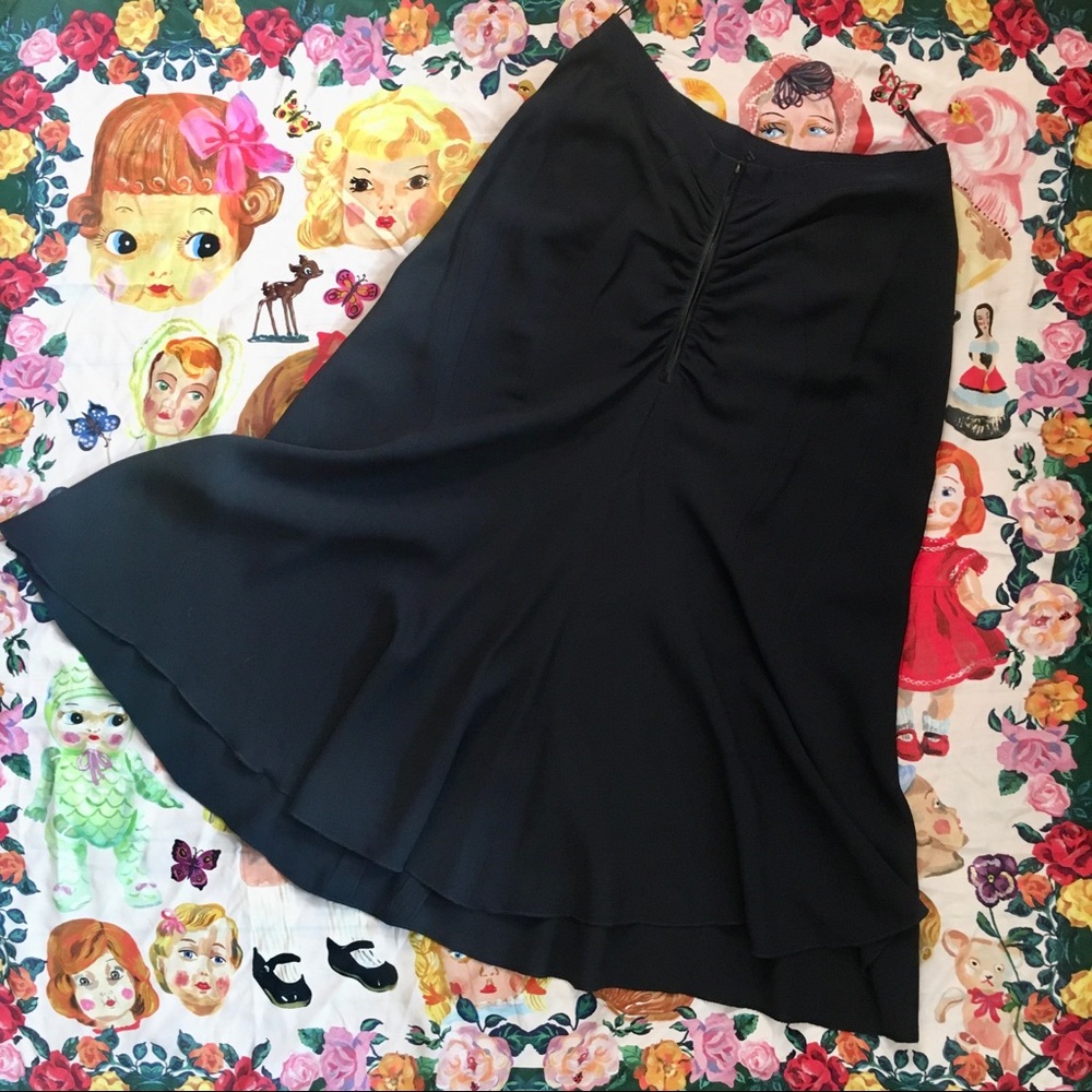 Navy Blue Prada Skirt with Scrunched Back Zipper